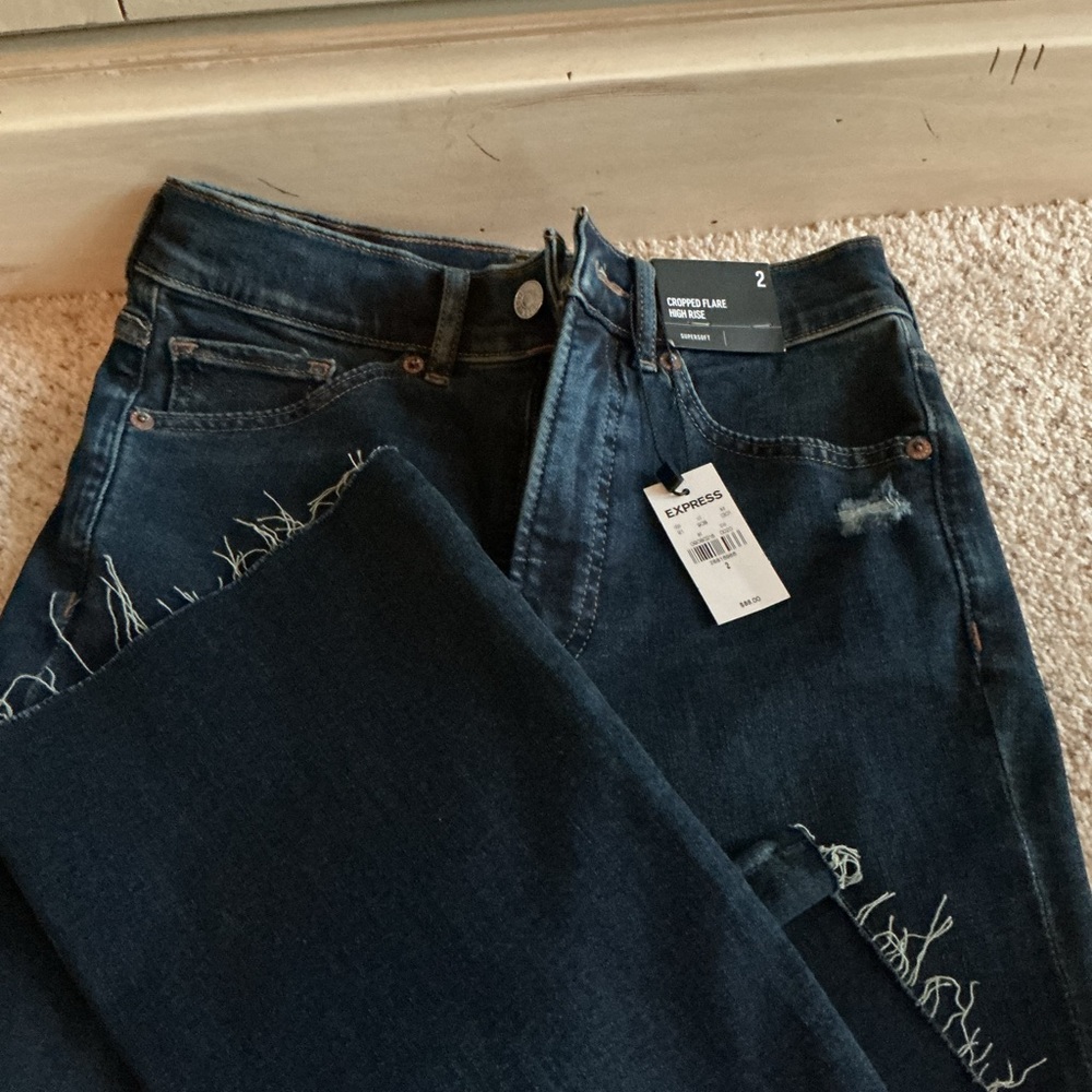 Express Women's Dark Indigo Flare Jeans